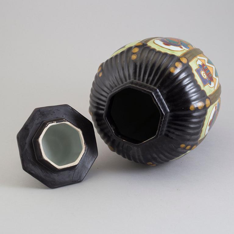 A ceramic lidded vase, Arnhem, Holland, 1930s.