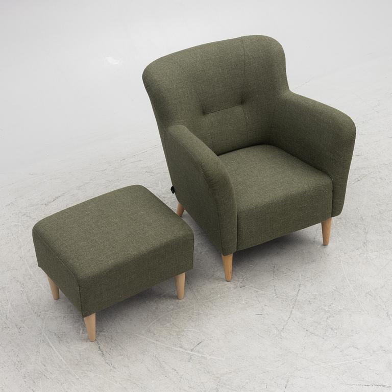 Armchair with footstool, "Nova", Swedese, 2020s.