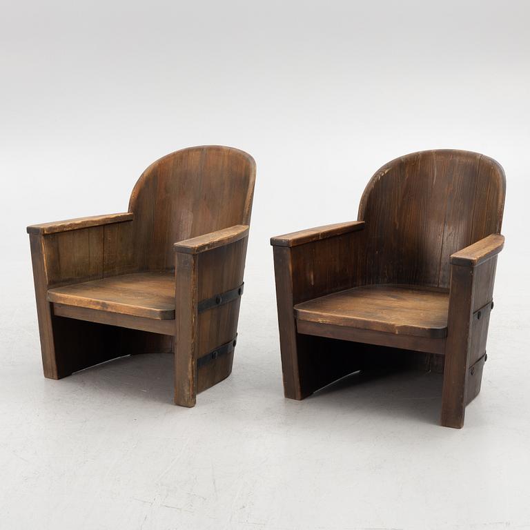 Åby Möbelfabrik, sports cabin furniture, armchairs, a pair, "Lövåsen", 1930s/40s.