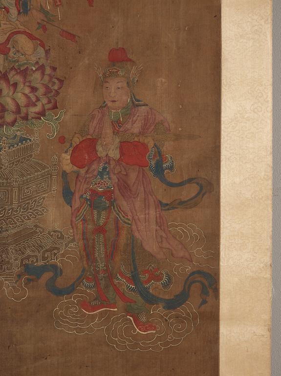 A Song-style hanging scroll of a eleven-headed Avalokiteshvara, Qing dynasty, 19th century.