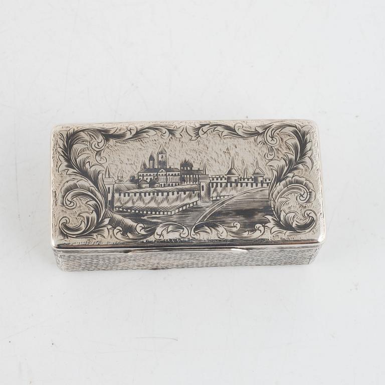 A Russian Silver Niello Box, Moscow 1856.