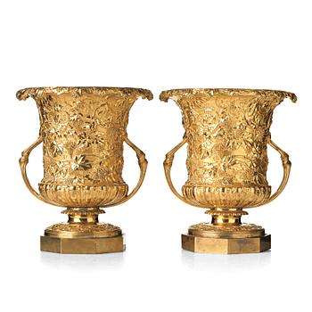 161. A pair of gilt bronze wine coolers, England, 1825-40.