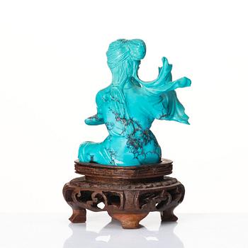 A Chinese turquoise stone figure, 20th century.