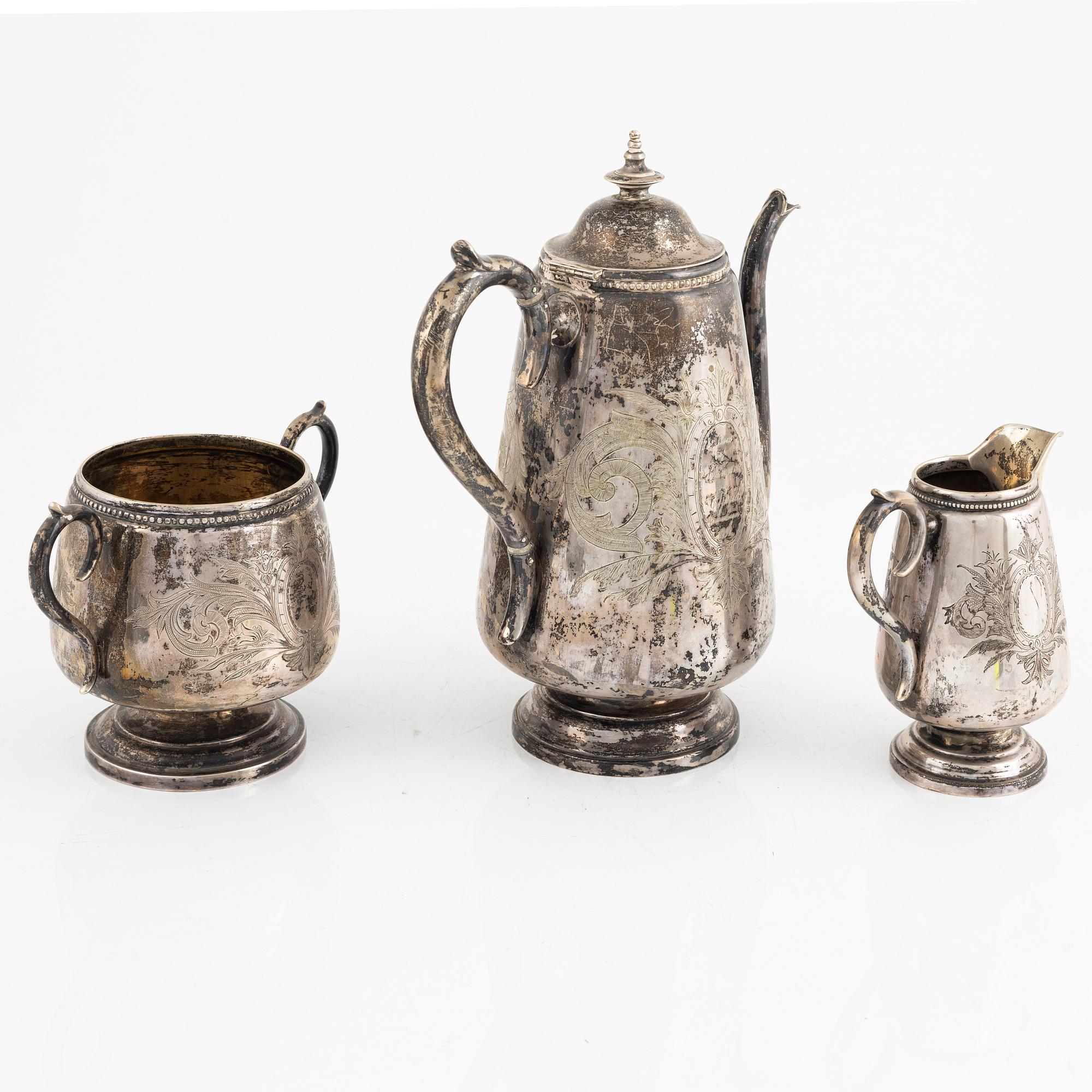 A three-piece silver coffee service, CA Nilsson, Malmö, 1888-90.
