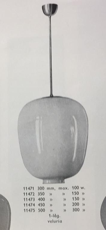 Harald Notini, taklampor ett par, modell "11474", Arvid Böhlmarks Lampfabrik, Stockholm 1940-tal.