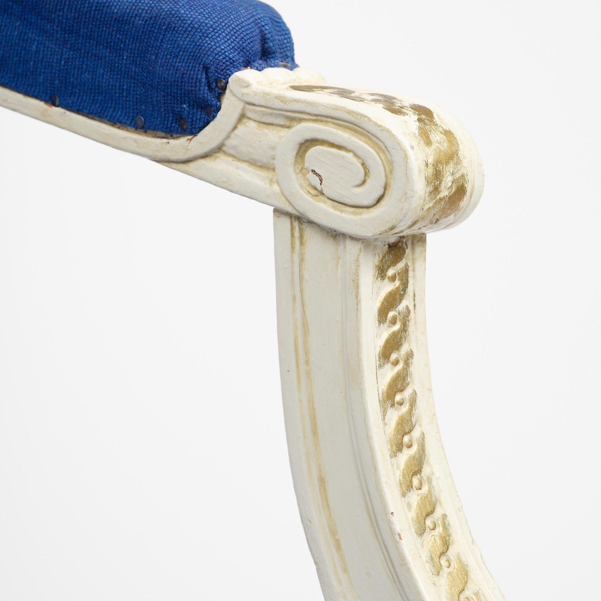 A gustavian officials open back armchair, Stockholm, late 18th century.