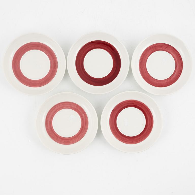 Marianne Westman, five creamware cups with saucers, 'My Garden', Rörstrand.