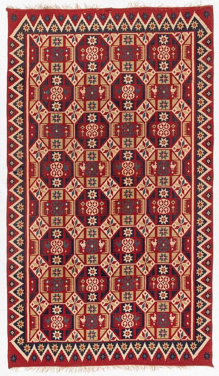 Cover, rya rug, southwestern Skåne, around the year 1900, Approx. 210 x 120 cm.