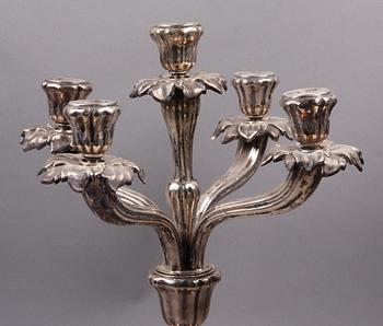 KANDELABER, silver, nyrokoko, Scheffer, Österrike omkring 1900. Vikt 1153 g.