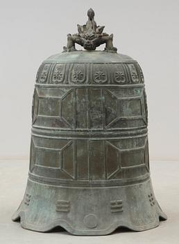 A large dated bronze Buddhist temple bell, Qing dynasty (1644-1912).