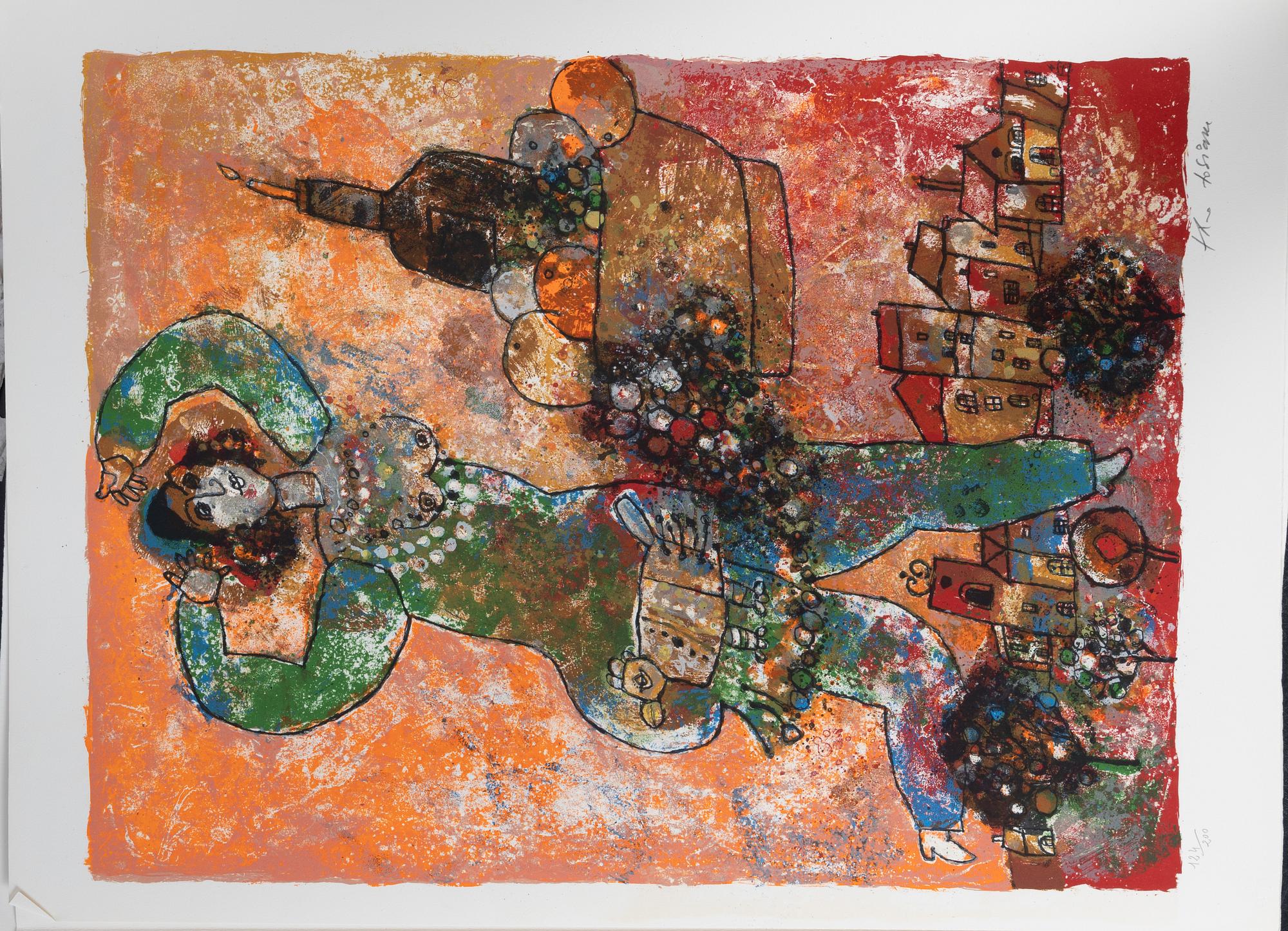 Theo Tobiasse, portfolio with 12 lithographs in colours, 1976, signed 124/200.