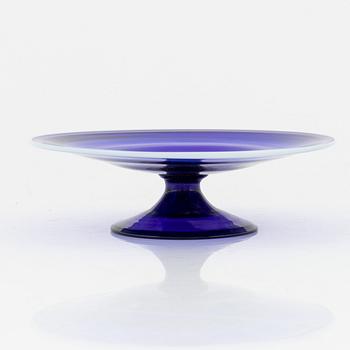 A cobalt glass tazza, possibly from Göteborgs or Gjöviks glasbruk, 19th century.