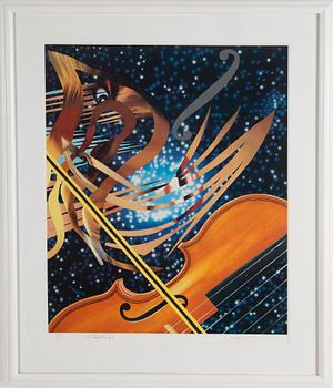 JAMES ROSENQUIST, offset in colors with silkscreen in silver, signed and dated 1988, numbered 99/100.