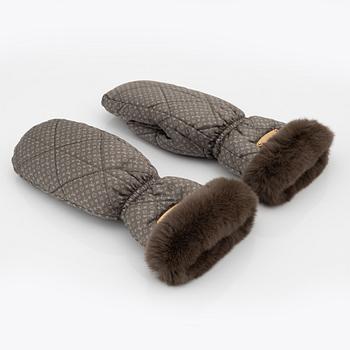 Louis Vuitton, a pair of silk and rabbit fur 'Moufles Igloo' mittens, 2009.