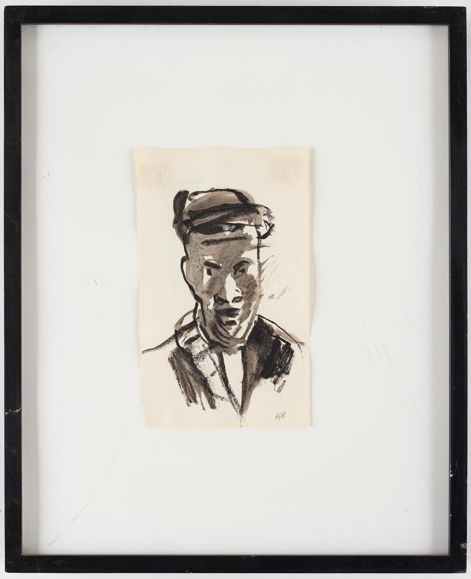 ARVID PETTERSEN, mixed media on paper, signed AJP.