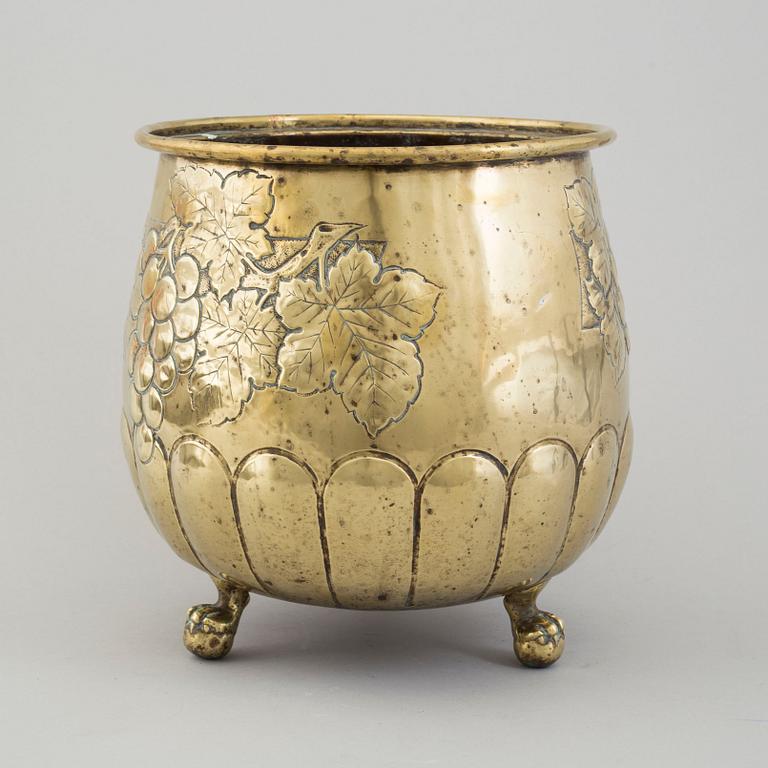 A 19th century brass flower pot.