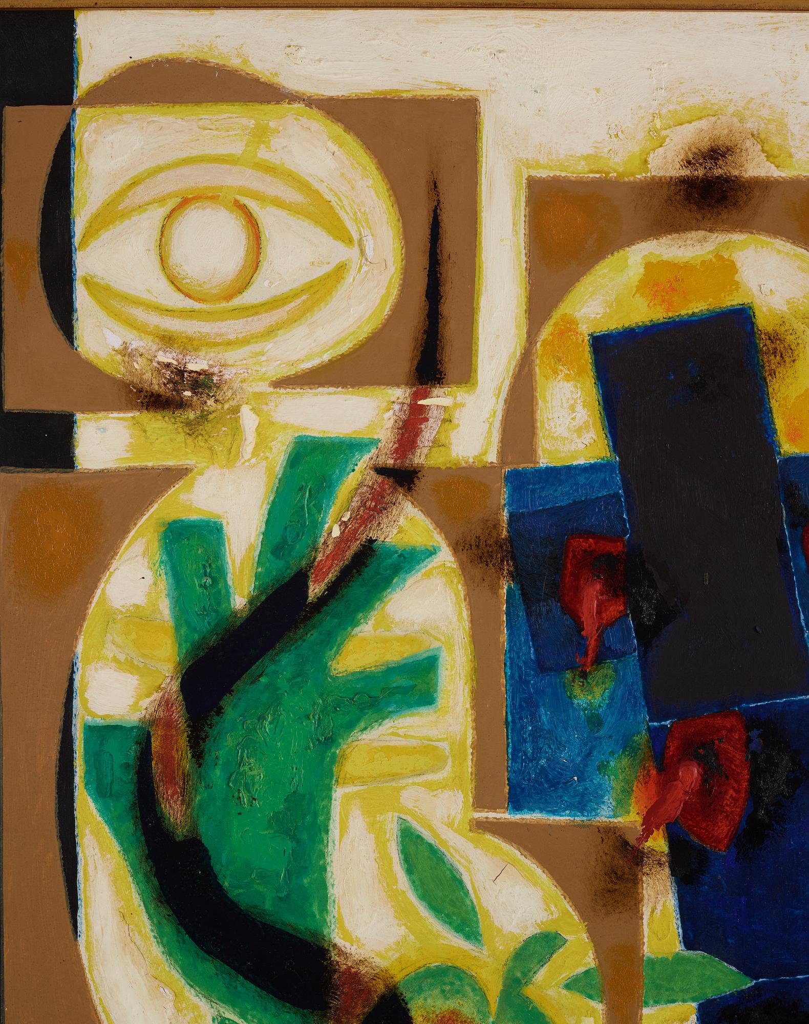 Erik Olson, oil on panel, signed and dated 1958.