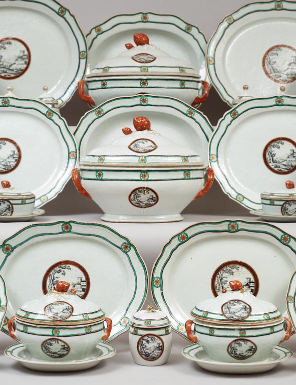 An extensive famille rose dinner service, Qing dynasty, Qianlong (1736-95). (125 pieces).