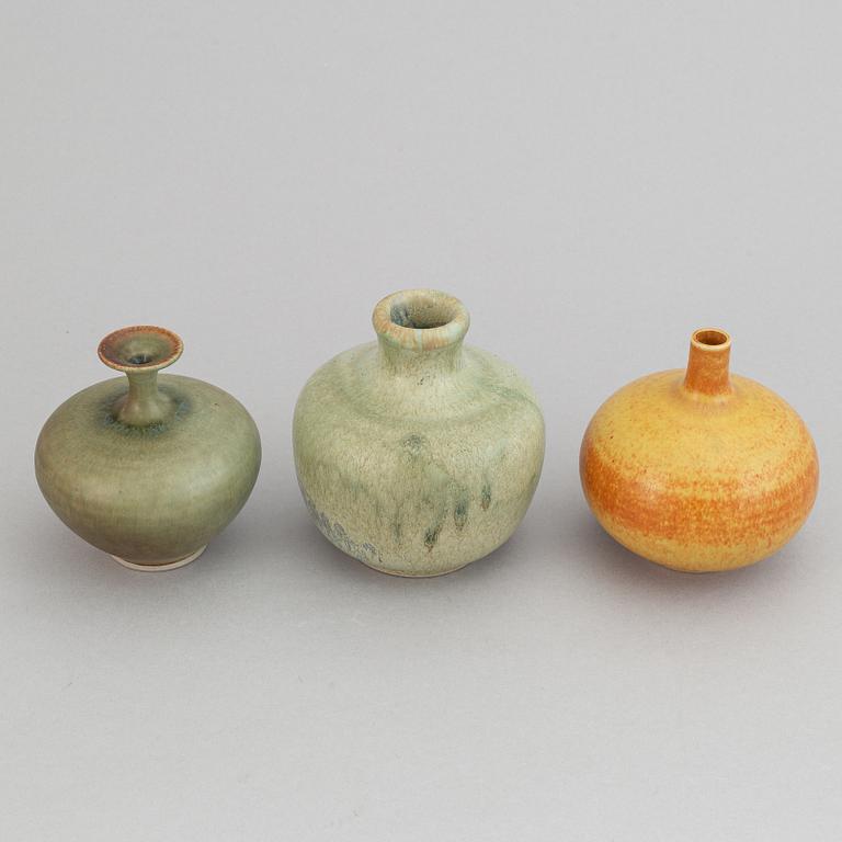 A set five stoneware vases and two bowls, including Tomas Anagrius and Atte Holm, Höganäs.