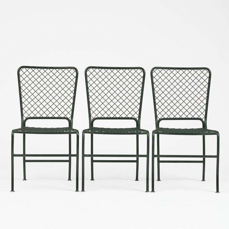 Josef Frank, trädgårdsstolar, nio stycken, modell 591, Firma Svenskt Tenn.