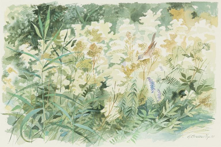 Gunnar Brusewitz, Summer Meadow with Nightingale.