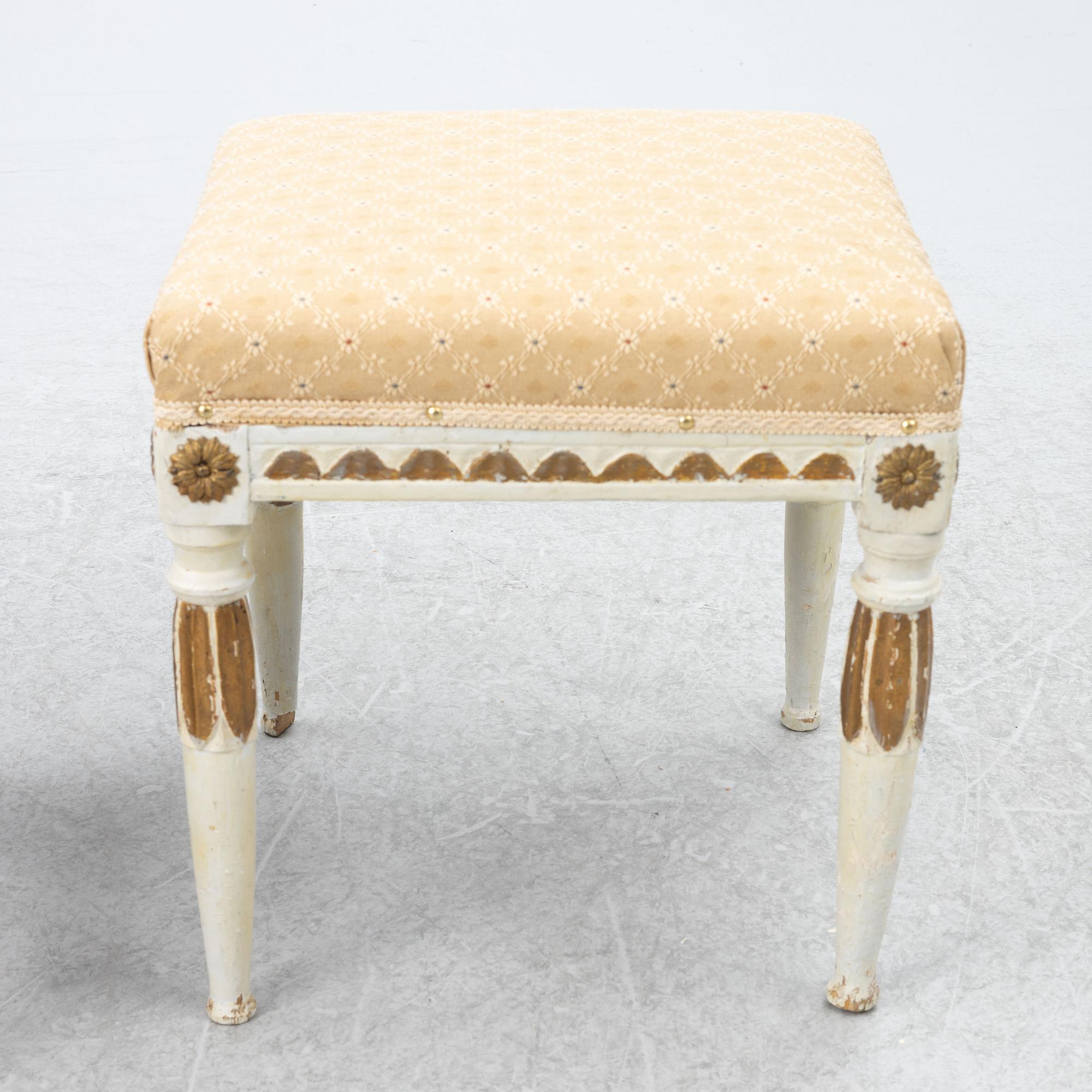 Stools, 2 pcs, Gustavian, 18th century.