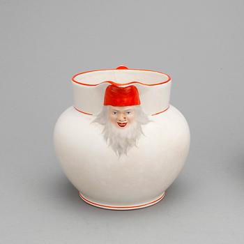 GRÖTSKÅL samt KANNA, porslin, Göteborg, 1900-talets första del.