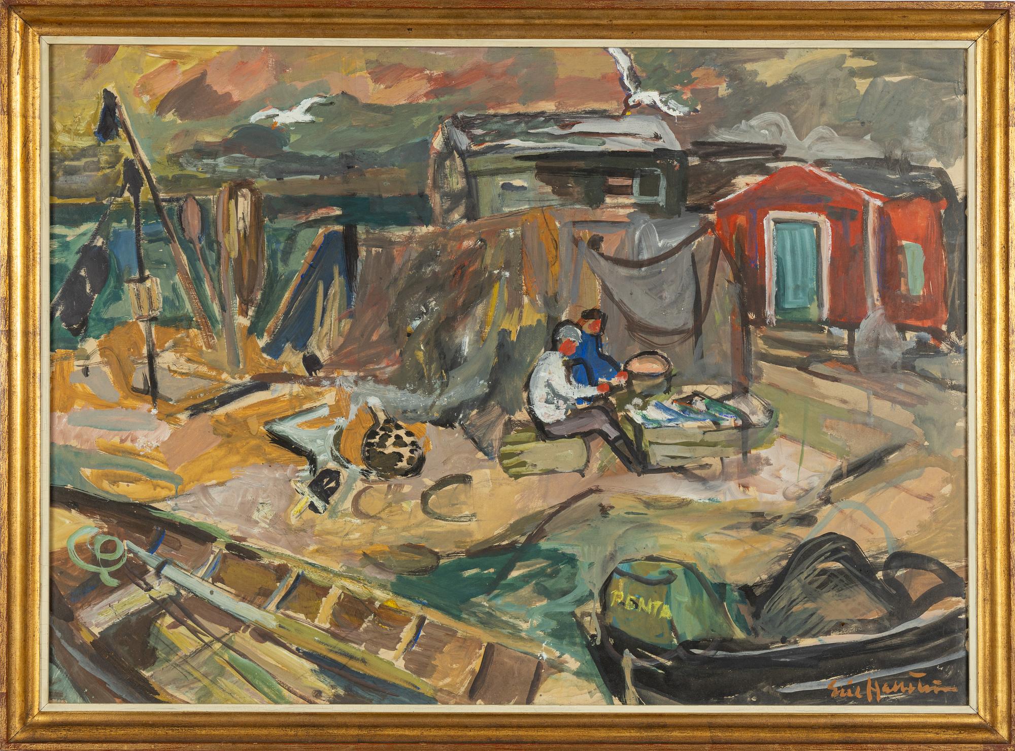 Eric Hallström, Skärgårdsidyll med fiskare.