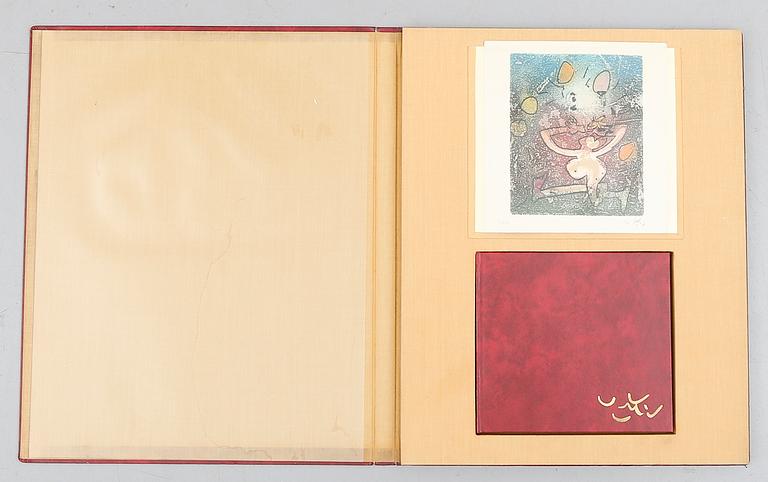 ROBERTO MATTA, färgetsning samt bok i mapp, signerad och numrerad 71/200.