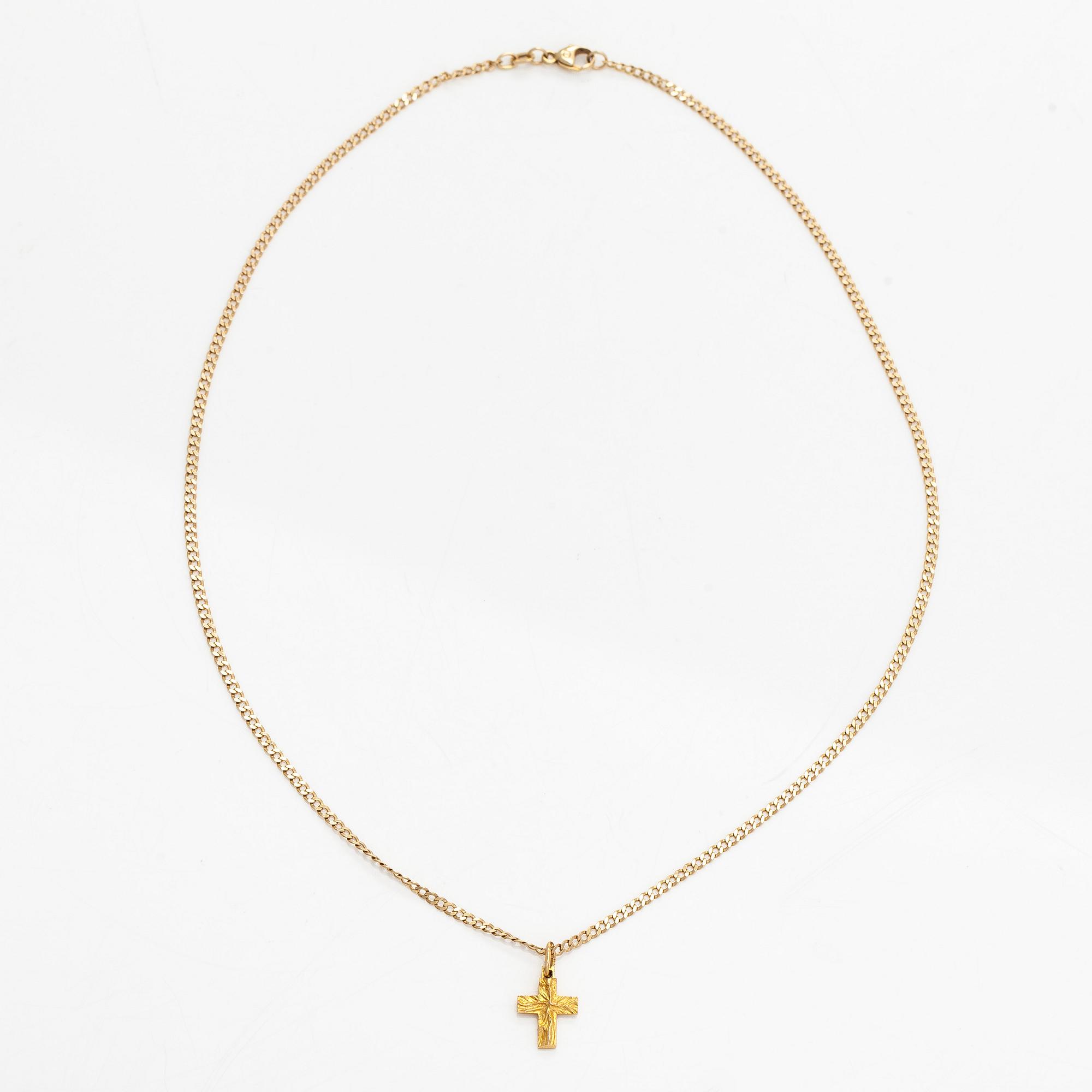 Björn Weckström, Hänge "Lilla korset", 14K guld, Lapponia 1979, samt kedja 14K guld.