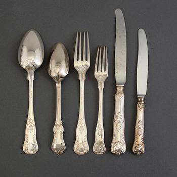 A 63 pcs silver flatweare service, Johan Olof Zetterström, Gothenburg, 1876 ad C.G. Hallberg, 1940.