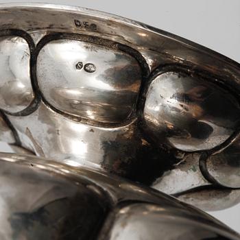 PARTI SILVER, 4 delar, Sverige samt svenska importstämplar, 1800- och 1900-tal, vikt 502 gram.