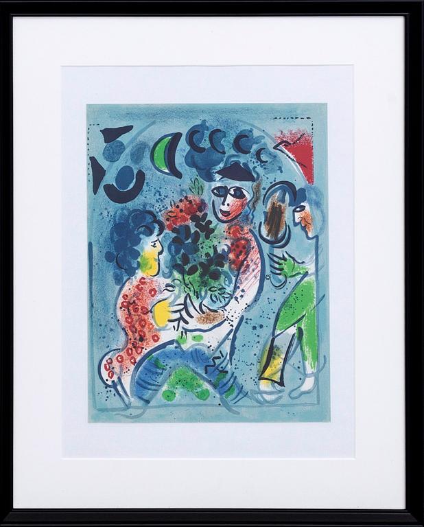 MARC CHAGAL,, lithographe with color, "Frontispice", from Chagall Lithographe III.