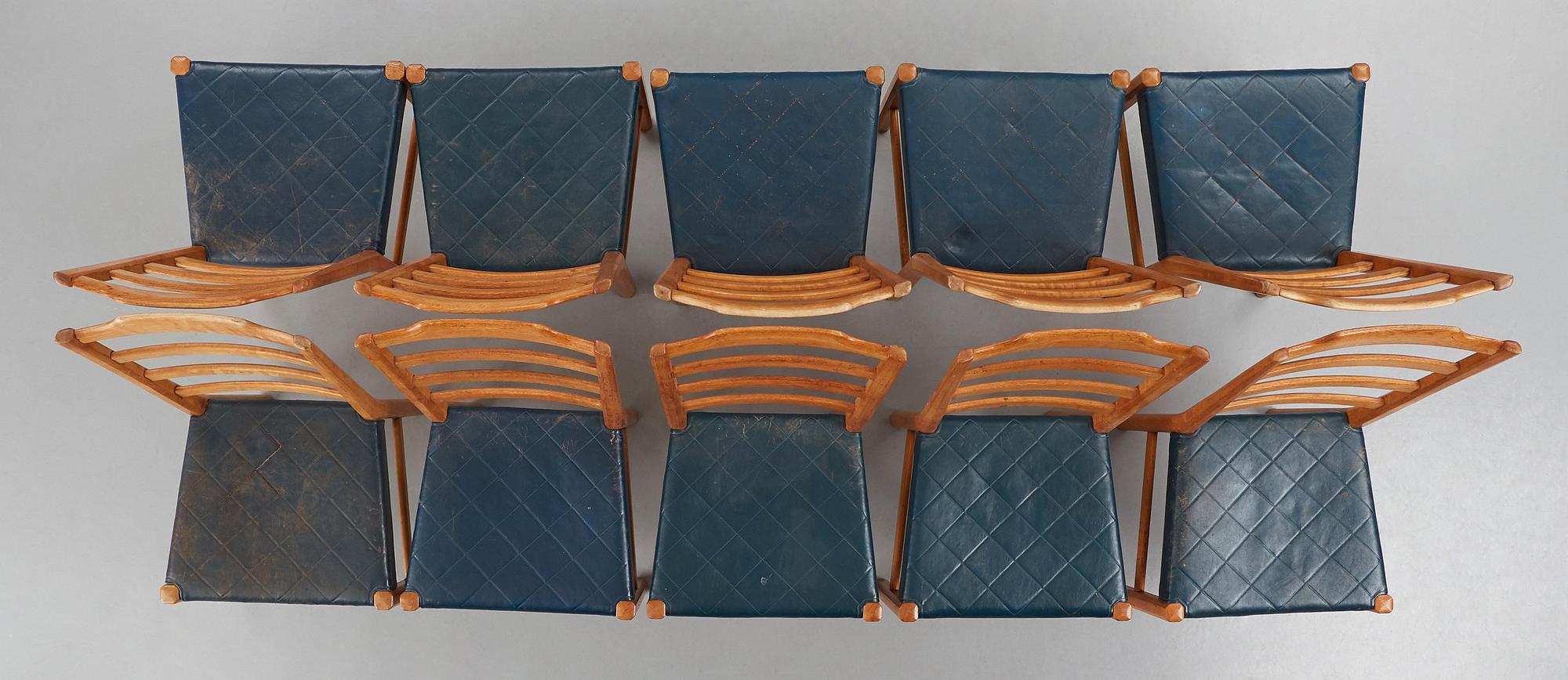 Axel Larsson, a set of 6+4 'Thule' chairs, Svenska Möbelfabrikerna Bodafors for PUB, Sweden, 1937.