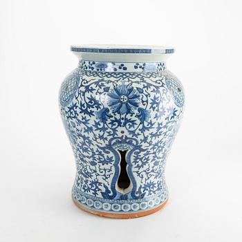 A Chinese blue and white garden seat, 20th Century.