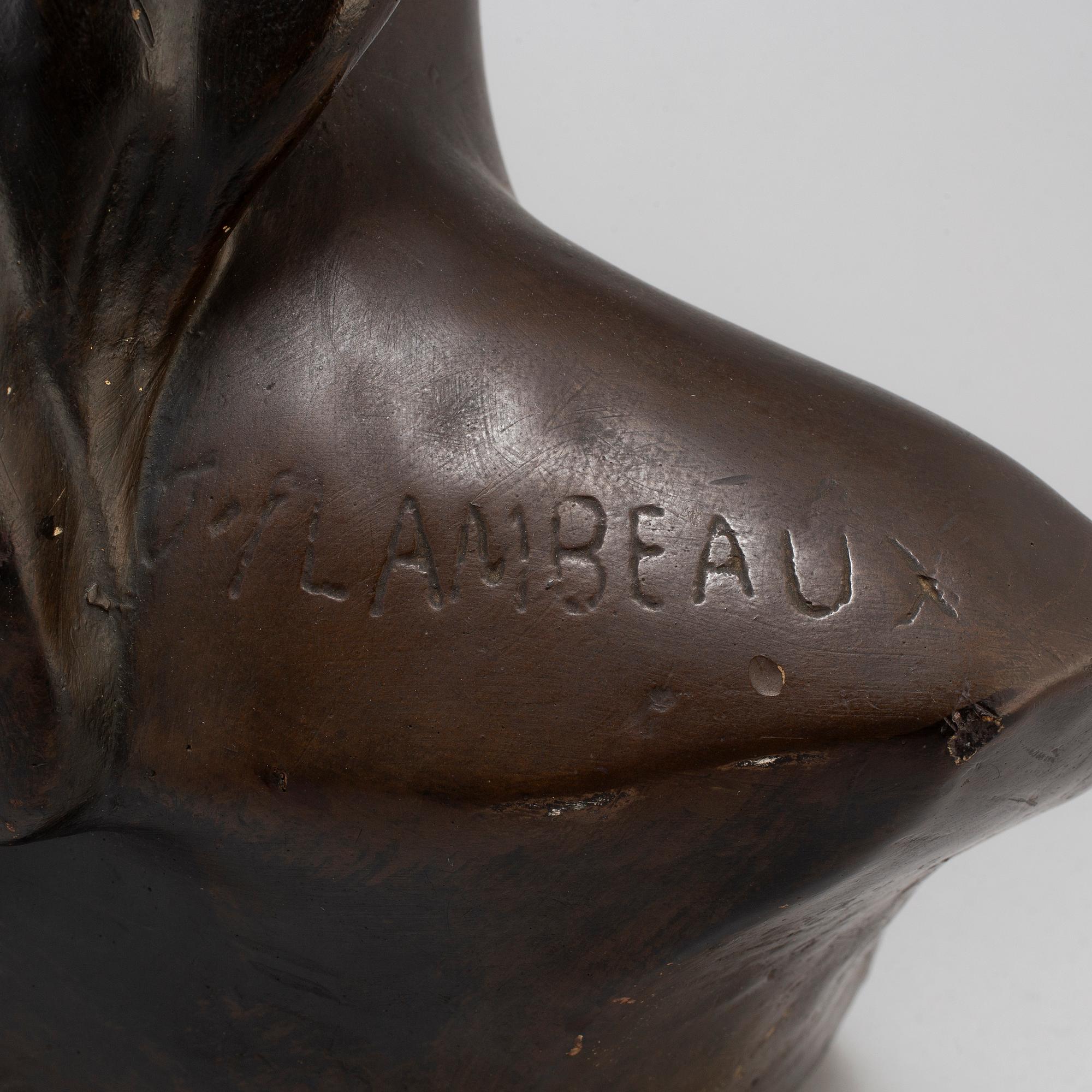 JEF LAMBEAUX, after. Bust, plaster, signed Jef Lambeaux.