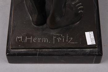 SKULPTUR, patinerad brons, sign M. Herm. Fritz.