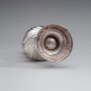 A Swedish 18th century silver sugar-caster, marks of Bengt Hafrin, Göteborg 1774.