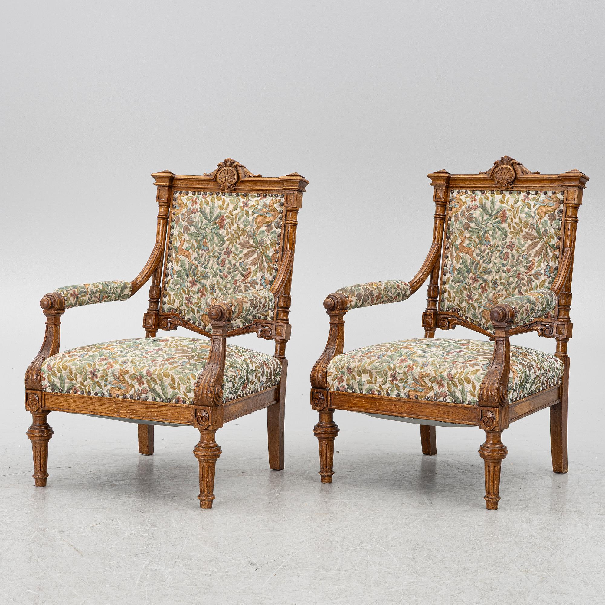 A pair of armchairs, circa 1900.