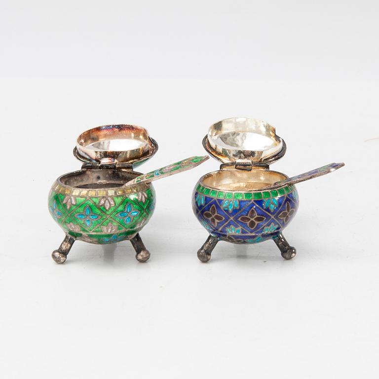 Salt cellars with spoons, China, 20th century.