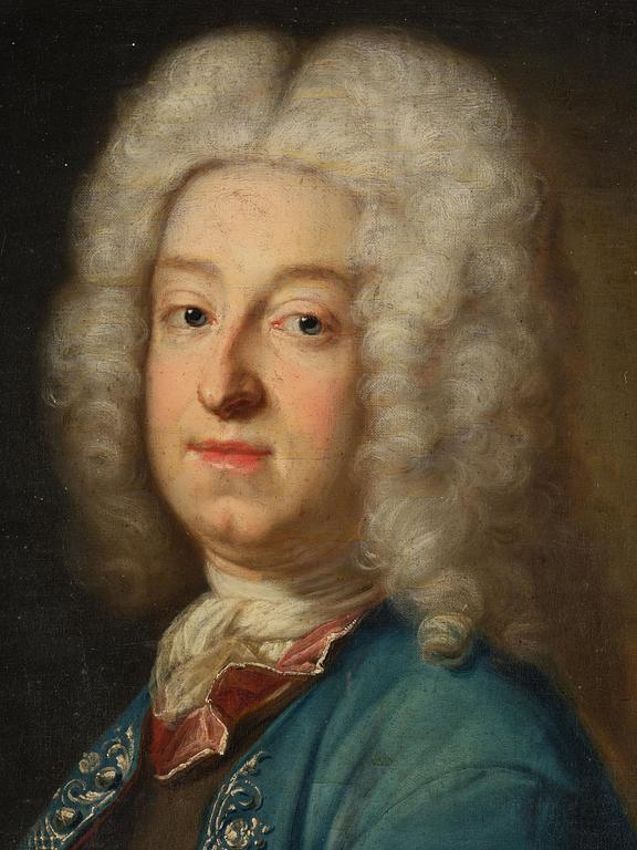 Johan Henrik Scheffel, Portrait of a man in a wig and breastplate, bust-length.