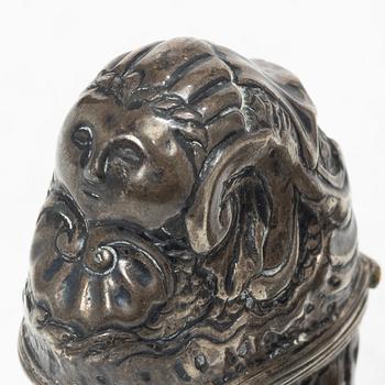 Rokoko, Two silver snuff boxes, Northern Europe, 18th century.