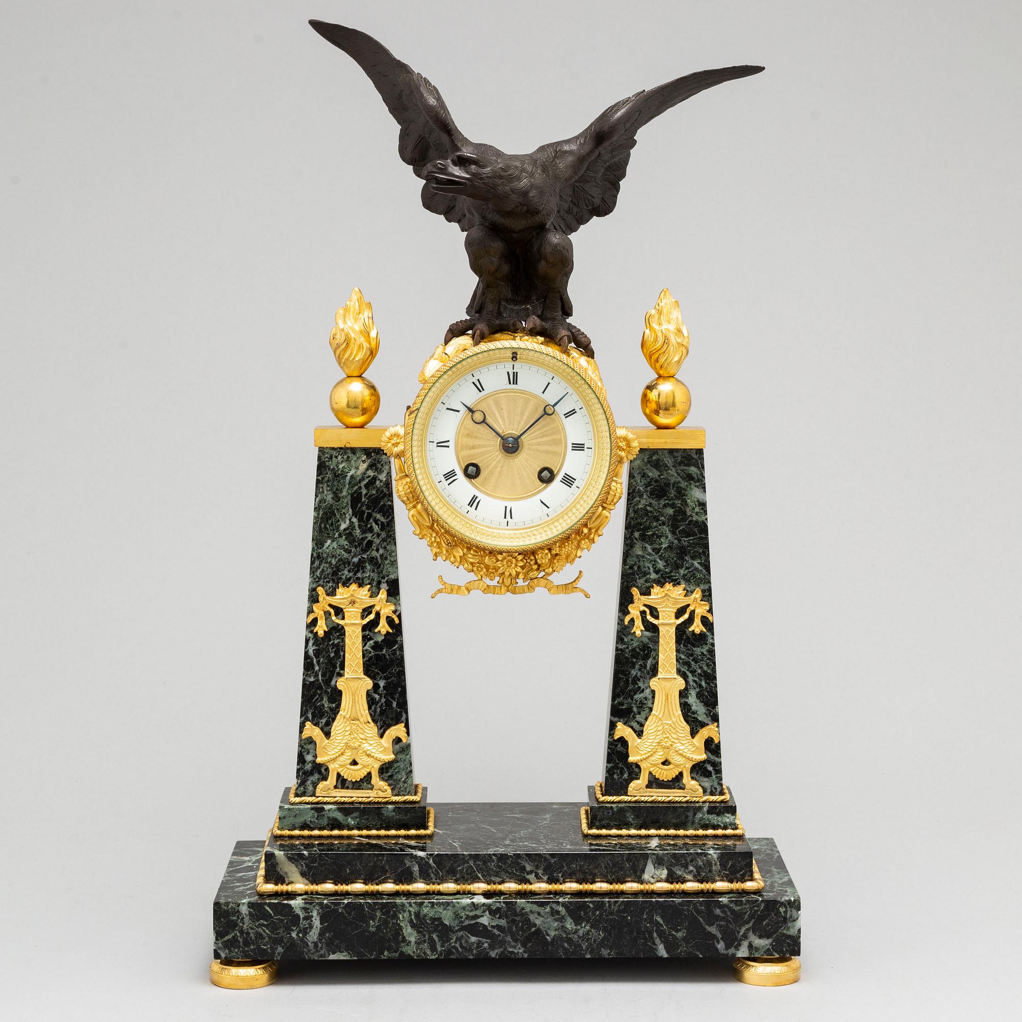 An Empire style table clock, late 19th century.