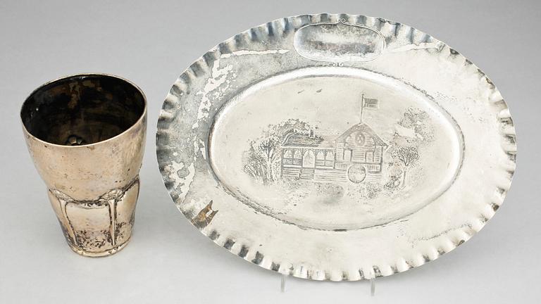 VAS samt FAT, silver, bla. Axel Larsson, Helsingborg, 1924. Totvikt 484.