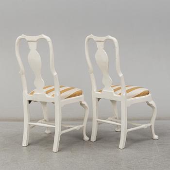 A pair of Swedish 18th century  late baroque chairs.