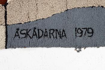 Hans Trädgårdh, tuftad tapet, "Åskådarna", ca 225 x 820 cm, signerad.
