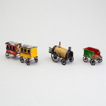 A tinplate train set by E.F. Lefevre, France, ca 1877-1885.