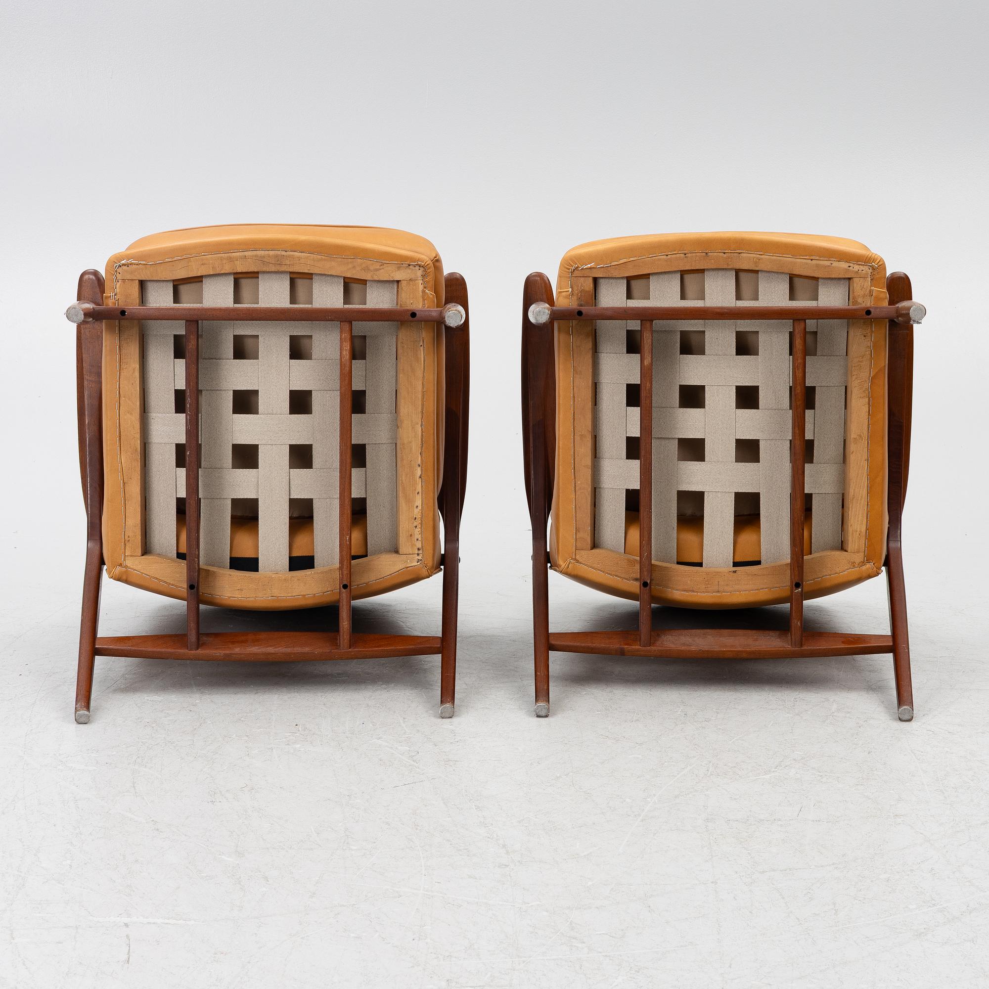 Ib Kofod-Larsen, a pair of model 401 armchairs, Slagelse Möbel verk, Denmark.
