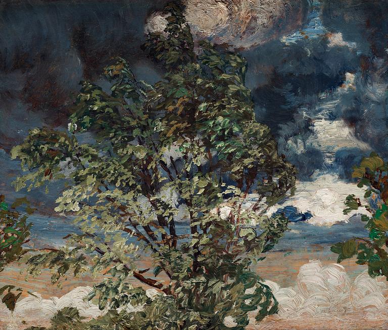 Helmer Osslund, Tree against darkening skies.