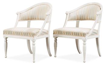 443. A pair of late Gustavian circa 1800 armchairs.